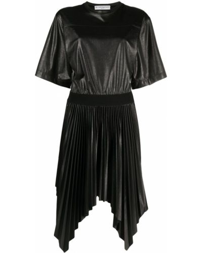 Vestido asimétrico plisado Givenchy negro