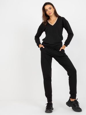 Sportovní kalhoty s výstřihem do v Fashionhunters černé