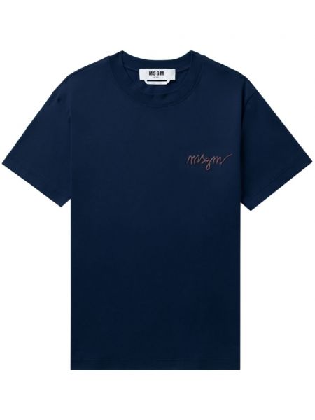 Kokvilnas t-krekls ar izšuvumiem Msgm zils