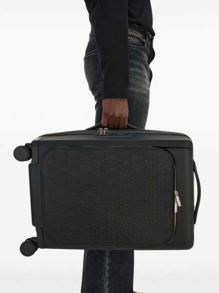 Kožený kufr s potiskem Ferragamo černý