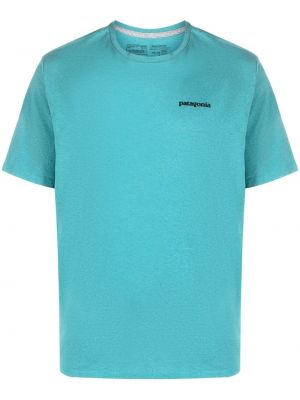 Bavlnené tričko s potlačou Patagonia modrá