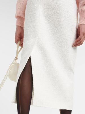 Tvídové kostkované midi sukně Alessandra Rich bílé