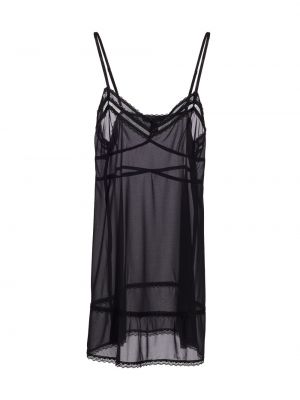 Прозрачная шелковая ночная рубашка Kiki De Montparnasse черная
