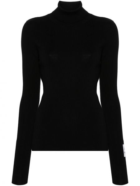 Памучен пуловер Moschino черно