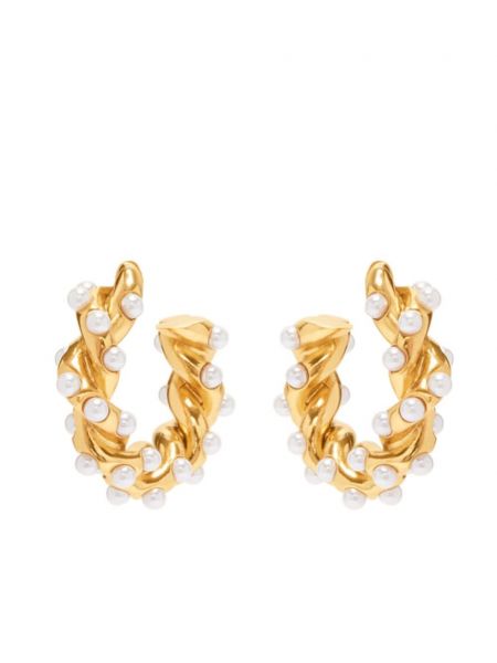 Boucles d'oreilles avec perles Oscar De La Renta doré