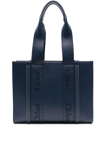 Δερμάτινη τσάντα shopper Chloé μπλε