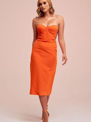 Βραδινό φόρεμα από κρεπ Carmen πορτοκαλί