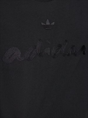 T-shirt brodé en coton avec manches courtes Adidas Originals noir