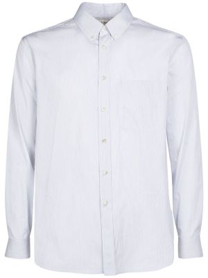 Chemise brodée en coton à rayures Saint Laurent blanc