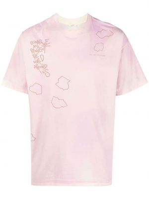 Тениска с протрити краища с принт Objects Iv Life розово