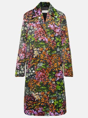 Pikowany satynowy krótki płaszcz w kwiatki Dries Van Noten
