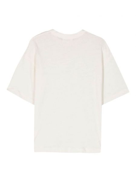 Lněné tričko Ymc bílé