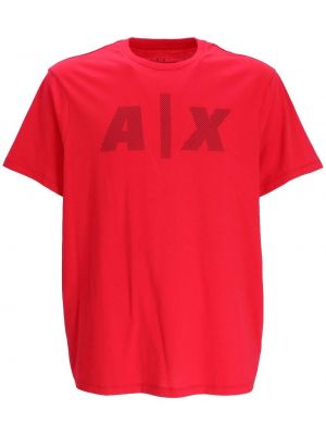 Тениска с принт Armani Exchange червено