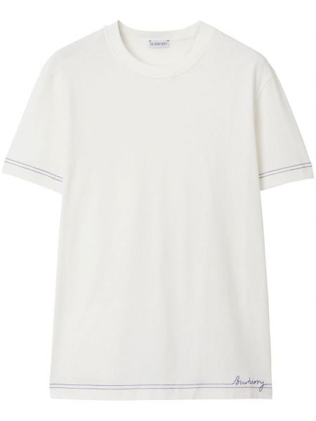 Medvilninis siuvinėtas marškinėliai Burberry balta