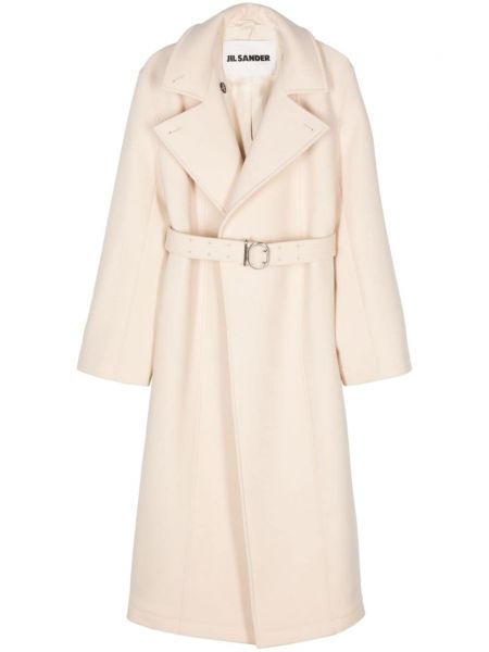 Manteau ceinturé en laine Jil Sander blanc