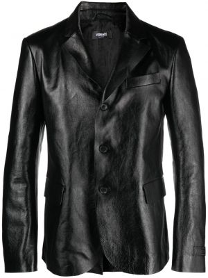 Usnjeni blazer Versace črna
