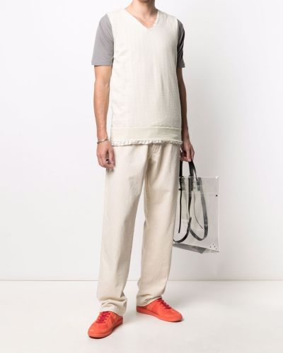 Jersey sin mangas con escote v de tela jersey Maison Margiela blanco