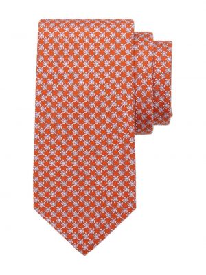 Hedvábná kravata s potiskem Ferragamo oranžová