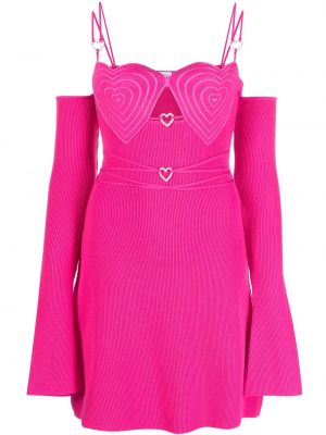 Mini šaty se srdcovým vzorem Mach & Mach růžové