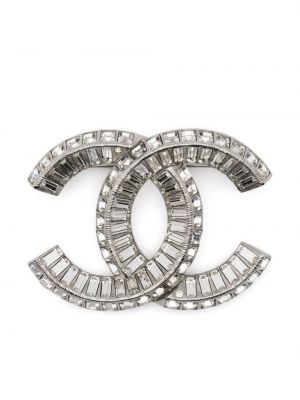 Srebrna broszka z kryształkami Chanel Pre-owned