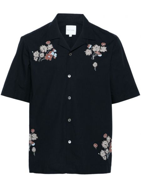 Kokvilnas krekls ar ziediem Paul Smith zils