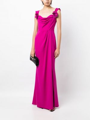 Vakarinė suknelė be rankovių su aplikacija Marchesa Notte rožinė