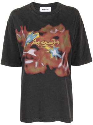 Abstraktas kokvilnas t-krekls ar apdruku Ambush pelēks