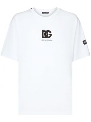T-shirt en coton avec applique Dolce & Gabbana blanc