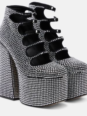 Велурени обувки до глезена Marc Jacobs черно