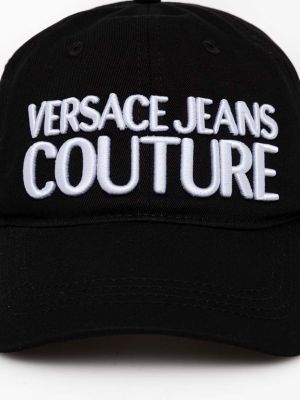 Czapka z daszkiem bawełniana Versace Jeans Couture czarna