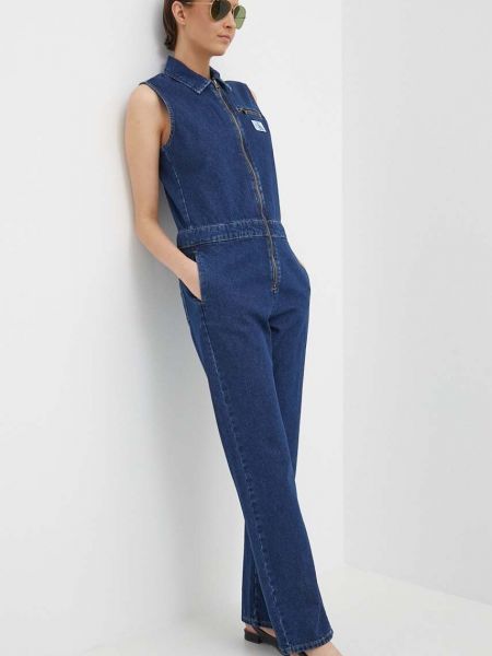 Kombinezon bawełniany Calvin Klein Jeans niebieski