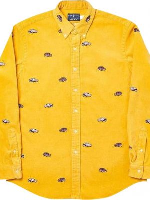 Вельветовая рубашка с вышивкой Palace желтая