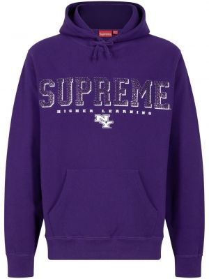 Džemperis su gobtuvu su kristalais Supreme violetinė