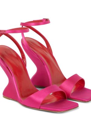 Sandale din satin cu pană Magda Butrym roz