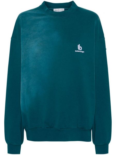 Distressed sweatshirt mit stickerei Balenciaga grün