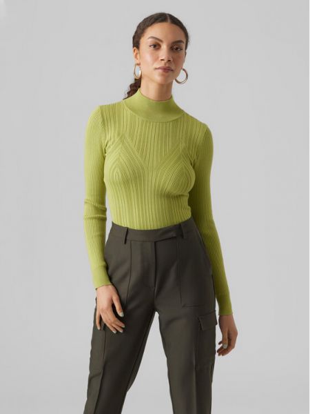 Длинный свитер с высоким воротником Vero Moda зеленый