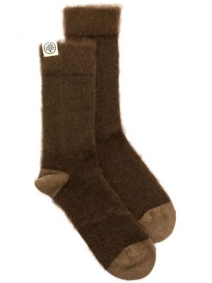 Чорапи от мохер Mulberry кафяво