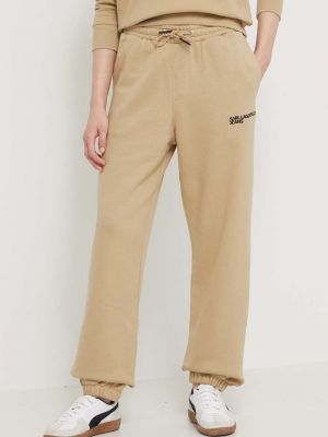 Sportovní kalhoty s aplikacemi Karl Lagerfeld Jeans béžové