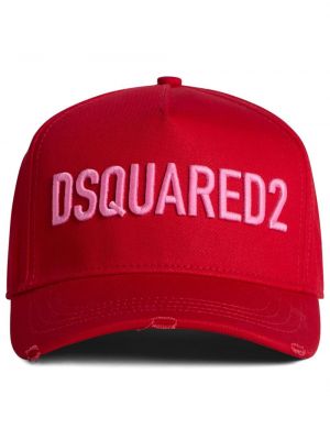 Памучна шапка с козирки бродирана Dsquared2 червено