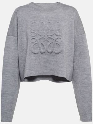 Вълнен пуловер Loewe сиво