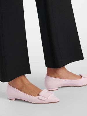 Szarvasbőr balerina cipők Manolo Blahnik rózsaszín