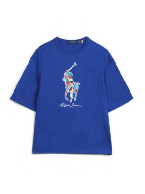 T-shirt en coton avec manches courtes Ralph Lauren bleu