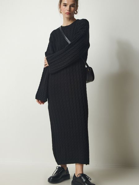 Oversized pletené šaty Happiness İstanbul černé