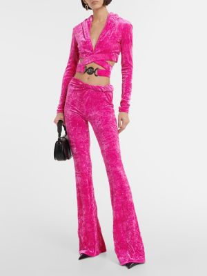 Sametové kalhoty Versace růžové