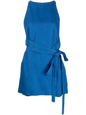 Lniana sukienka mini Bondi Born niebieska