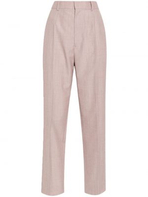 Gyapjú egyenes szárú nadrág Victoria Beckham rózsaszín