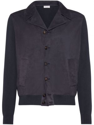 Usnjena jakna iz semiša Brunello Cucinelli črna