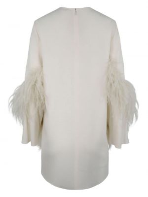 Sukienka koktajlowa w piórka z krepy Lapointe biała