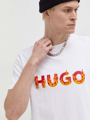 Тениска с дълъг ръкав с принт Hugo бежово