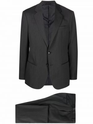 Slim fit vlněný oblek Giorgio Armani šedý